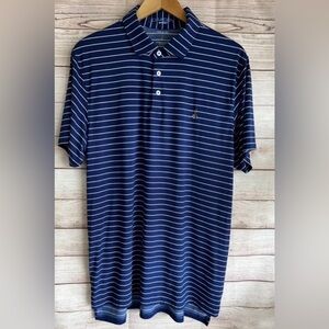 B. Draddy Sport Streamsong Logo Resort Golf Striped Shirt Polo Mens Large